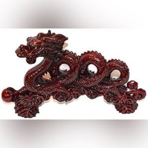 Chinese Asian Deep Ref Burgundy Dragon Statue